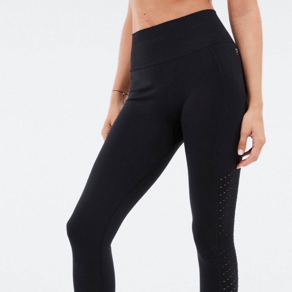 Fabletics Womens Sync High Waisted Perforated Leggings Medium? Black 24” Inseam.